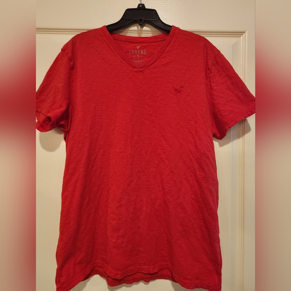 American Eagle Outfitters Vibrant Red Short Sleeve Tee, Size L